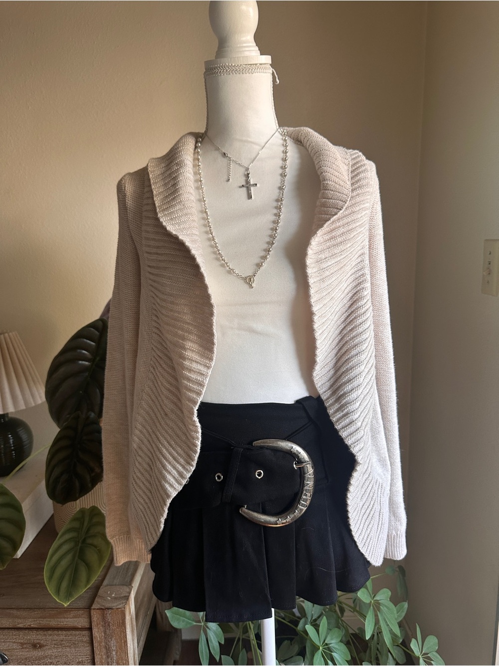 Women's Roxy Cream Open-Front Ribbed Cardigan Sweater